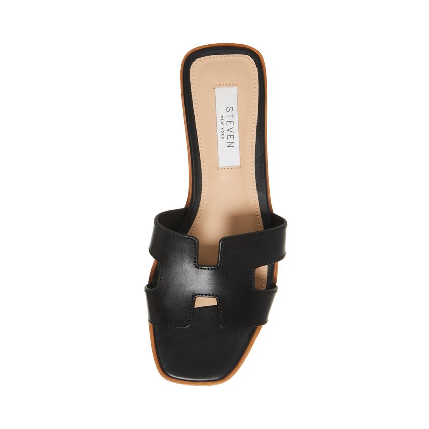 Sandalias de Diapositivas Steve Madden Hadyn Cuero Mujer Negras | ES MQ1S98